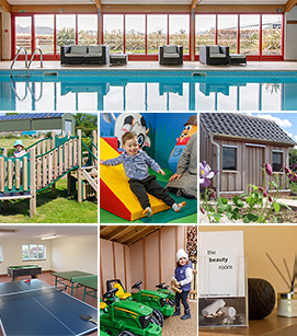 Shared facilities: swimming pool, soft play room, games room, beauty room, mini tractor park, toddler climbing frame/slide...